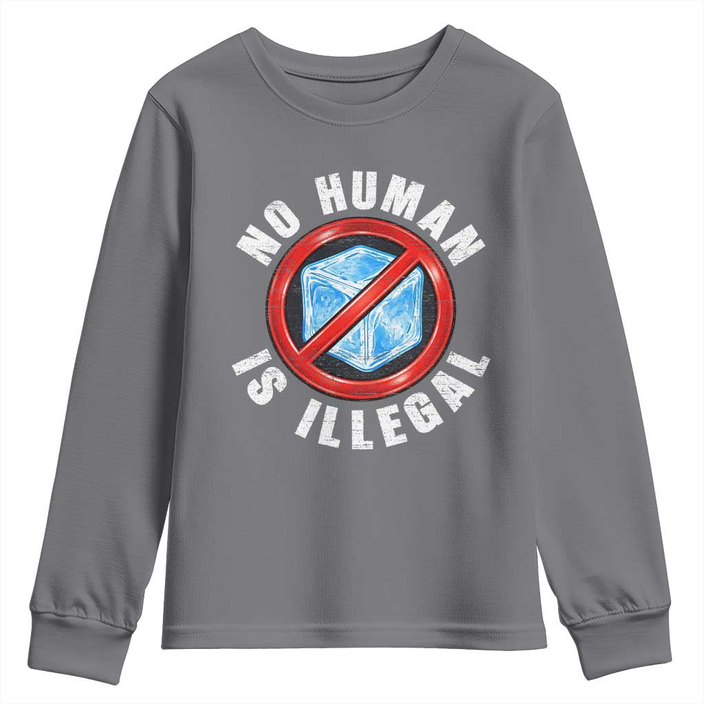 Abolish Ice No Human is Illegal Youth Sweatshirt Retro Protest Subtle FDT