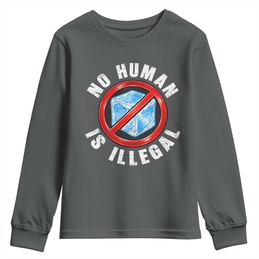 Abolish Ice No Human is Illegal Youth Sweatshirt Retro Protest Subtle FDT