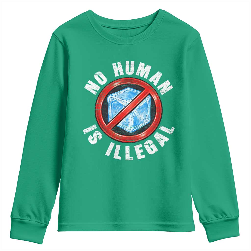 Abolish Ice No Human is Illegal Youth Sweatshirt Retro Protest Subtle FDT