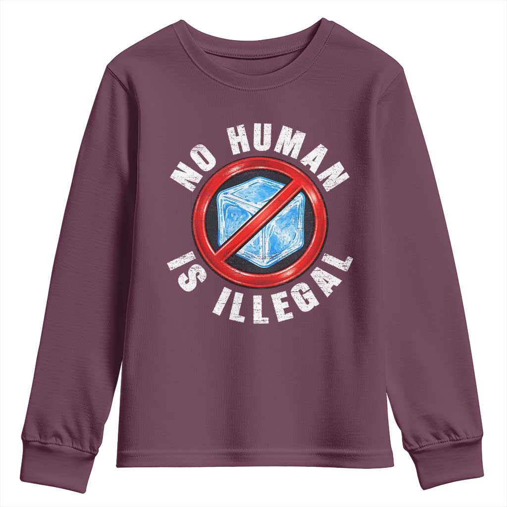 Abolish Ice No Human is Illegal Youth Sweatshirt Retro Protest Subtle FDT