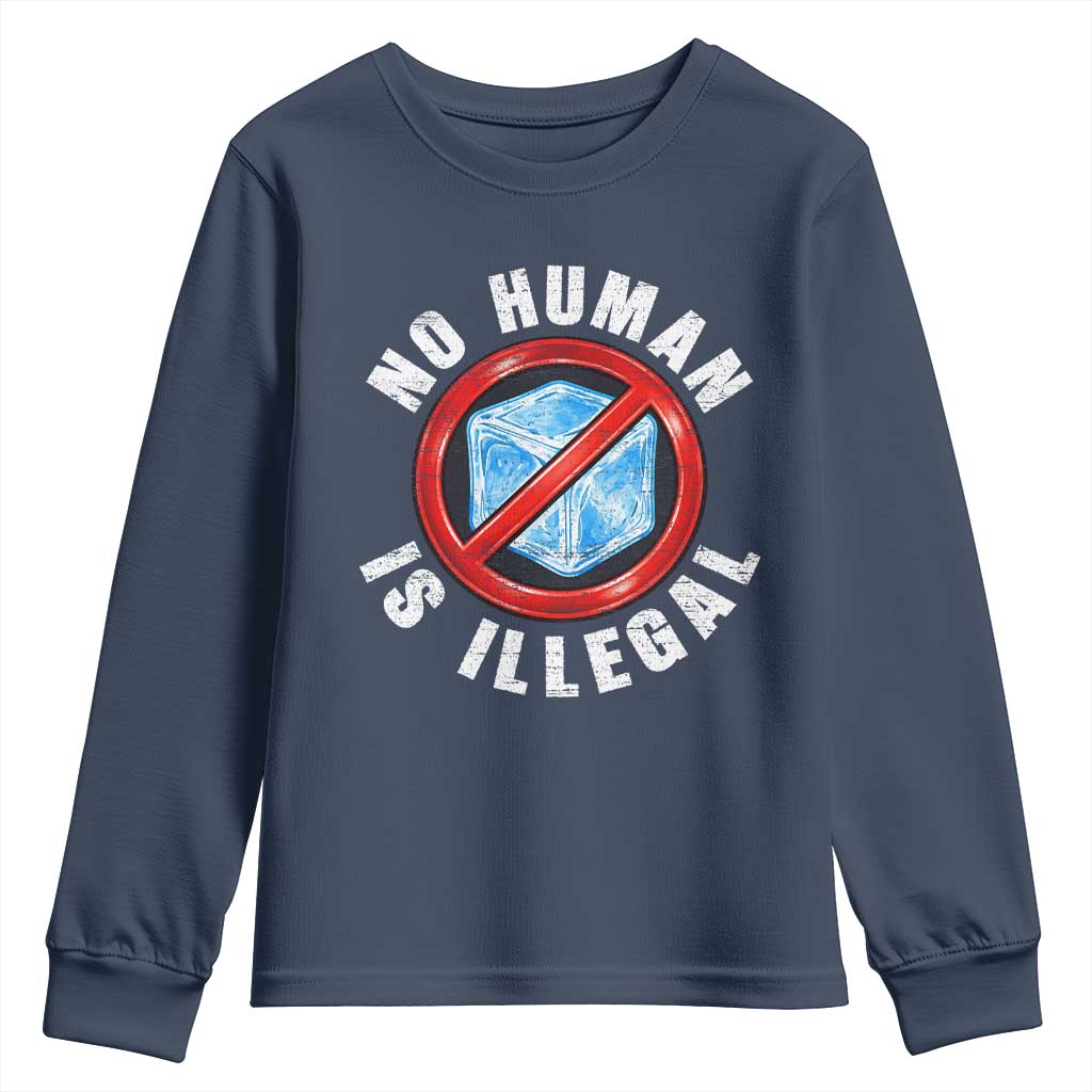 Abolish Ice No Human is Illegal Youth Sweatshirt Retro Protest Subtle FDT