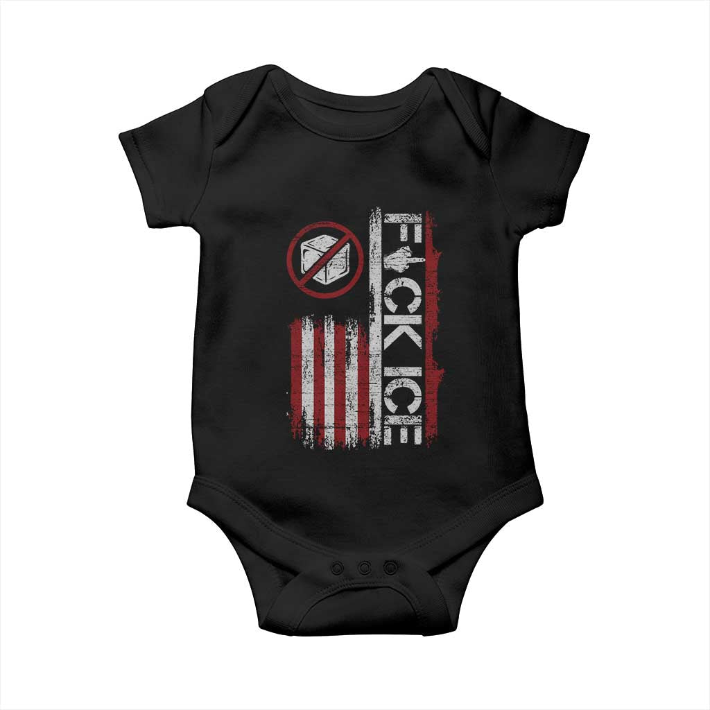 Fck Ice Baby Onesie Retro US Flag Subtle FDT Protest