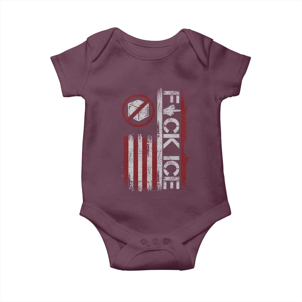 Fck Ice Baby Onesie Retro US Flag Subtle FDT Protest