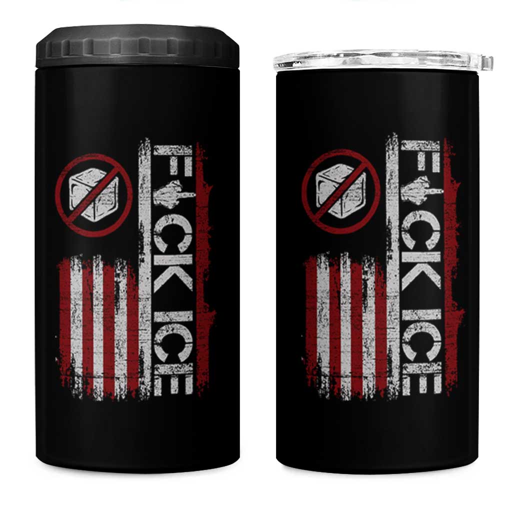 Fck Ice 4 in 1 Can Cooler Tumbler Retro US Flag Subtle FDT Protest