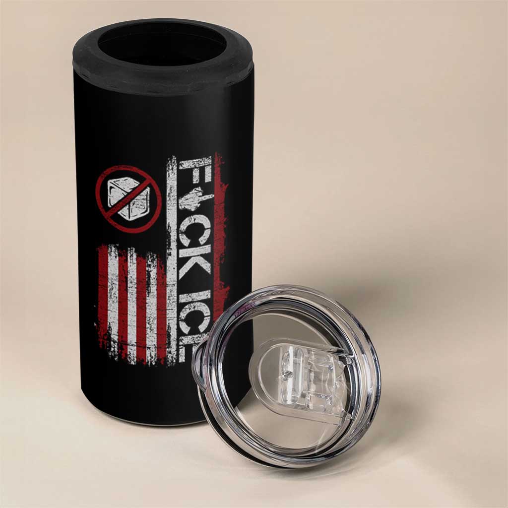 Fck Ice 4 in 1 Can Cooler Tumbler Retro US Flag Subtle FDT Protest