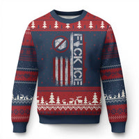 Fck Ice Ugly Christmas Sweater Retro US Flag Subtle FDT Protest