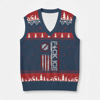 Fck Ice V-Neck Knit Sweater Vest Retro US Flag Subtle FDT Protest