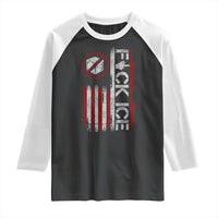 Fck Ice Raglan Shirt Retro US Flag Subtle FDT Protest