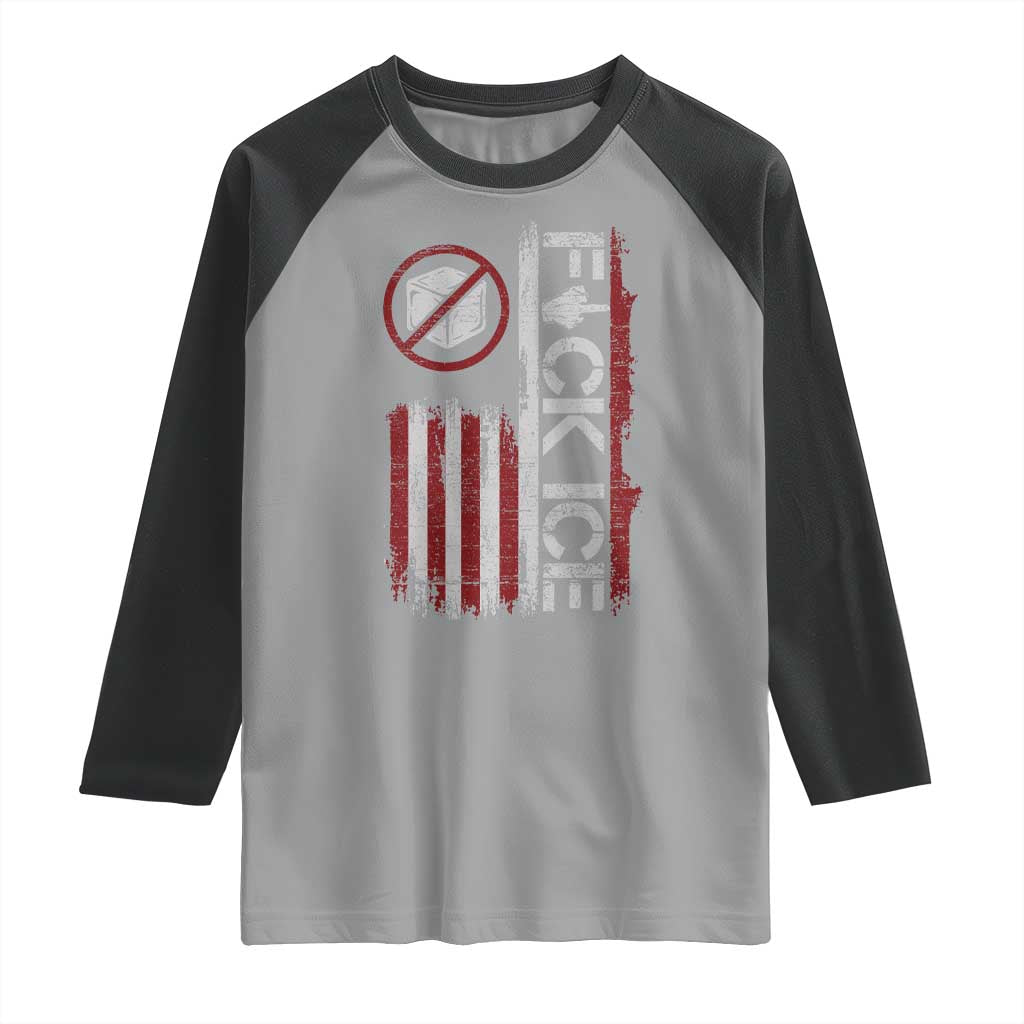 Fck Ice Raglan Shirt Retro US Flag Subtle FDT Protest