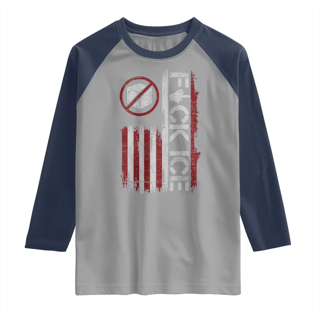 Fck Ice Raglan Shirt Retro US Flag Subtle FDT Protest