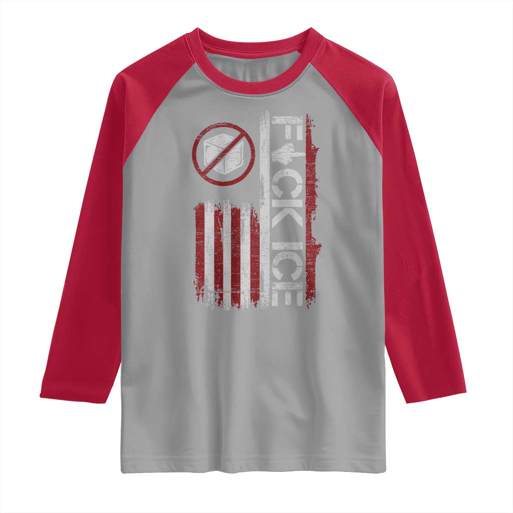 Fck Ice Raglan Shirt Retro US Flag Subtle FDT Protest