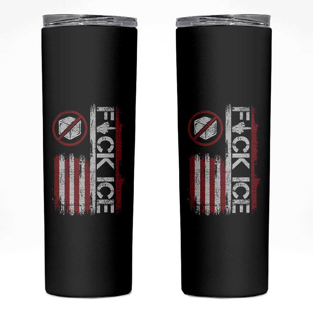 Fck Ice Skinny Tumbler Retro US Flag Subtle FDT Protest