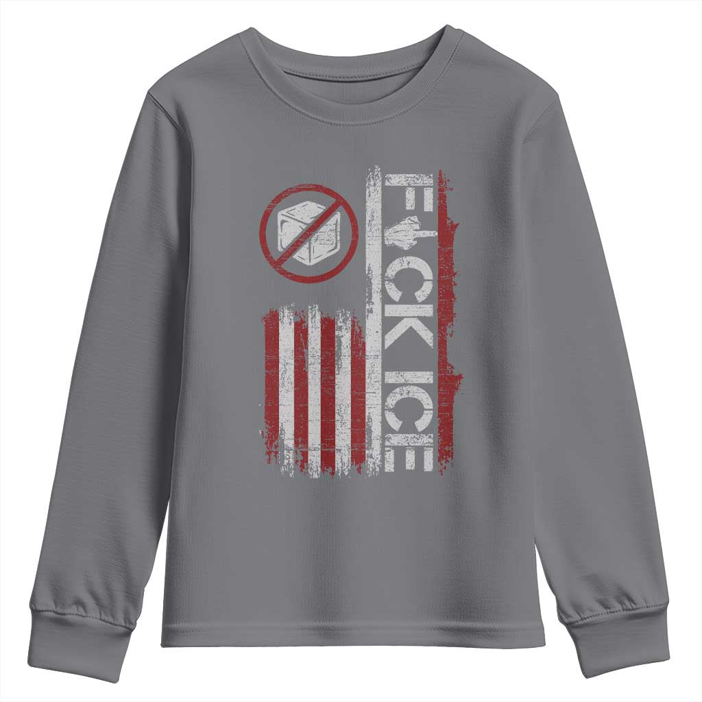 Fck Ice Youth Sweatshirt Retro US Flag Subtle FDT Protest