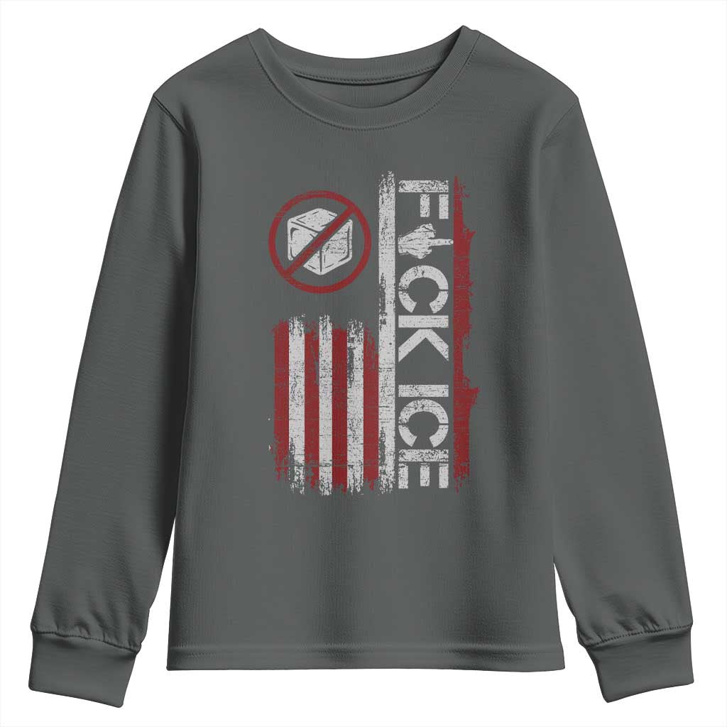 Fck Ice Youth Sweatshirt Retro US Flag Subtle FDT Protest