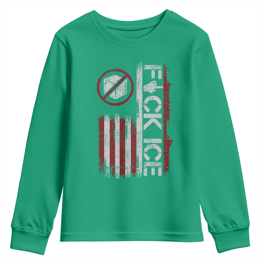 Fck Ice Youth Sweatshirt Retro US Flag Subtle FDT Protest