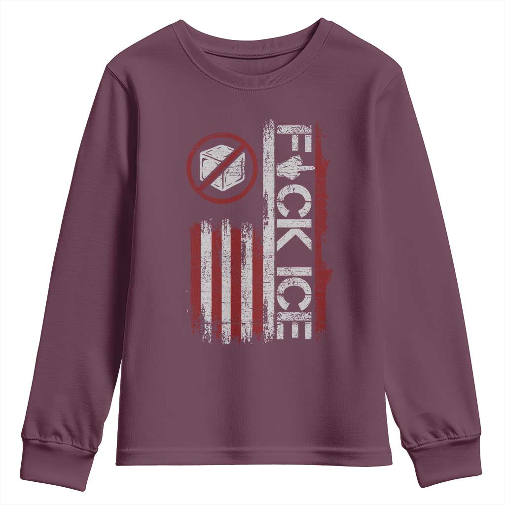 Fck Ice Youth Sweatshirt Retro US Flag Subtle FDT Protest