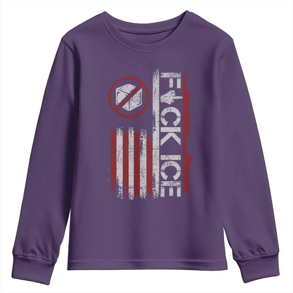 Fck Ice Youth Sweatshirt Retro US Flag Subtle FDT Protest
