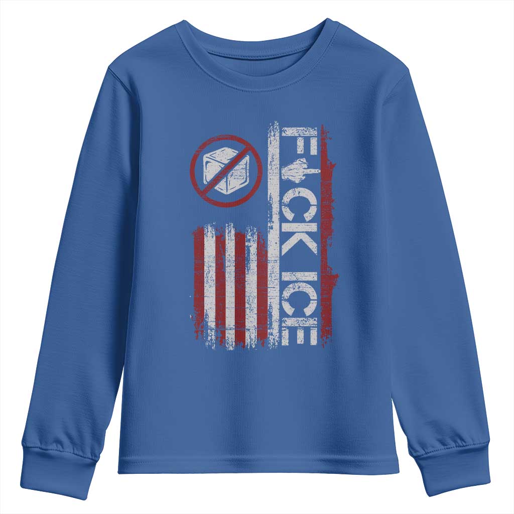 Fck Ice Youth Sweatshirt Retro US Flag Subtle FDT Protest