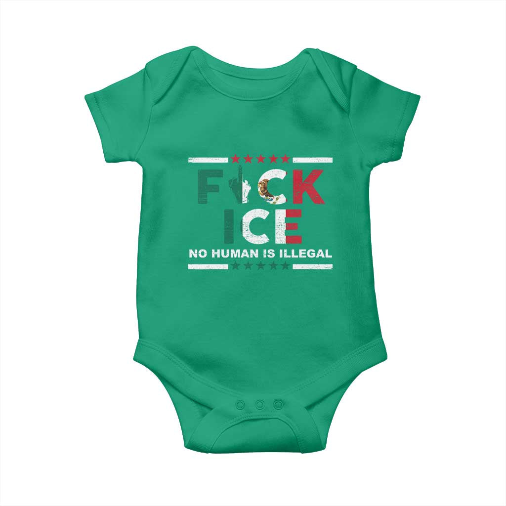 Fck Ice Baby Onesie Mexico Flag Mexican Immigrant Anti Immigration Enforcement