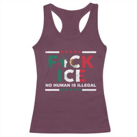 Fck Ice Racerback Tank Top Mexico Flag Mexican Immigrant Anti Immigration Enforcement