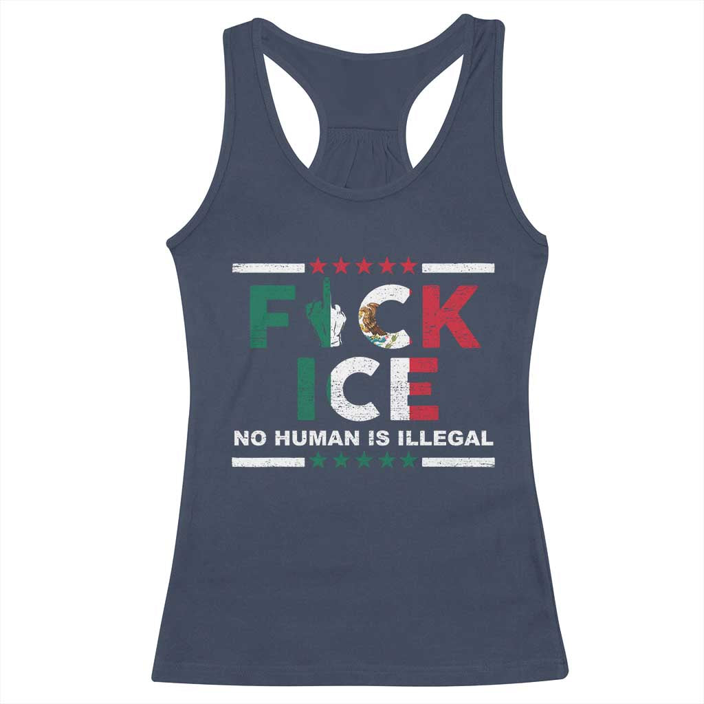 Fck Ice Racerback Tank Top Mexico Flag Mexican Immigrant Anti Immigration Enforcement