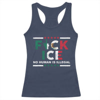 Fck Ice Racerback Tank Top Mexico Flag Mexican Immigrant Anti Immigration Enforcement