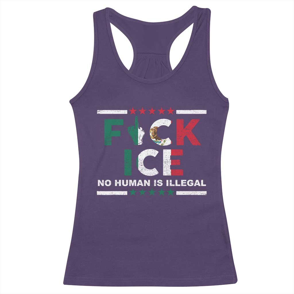 Fck Ice Racerback Tank Top Mexico Flag Mexican Immigrant Anti Immigration Enforcement