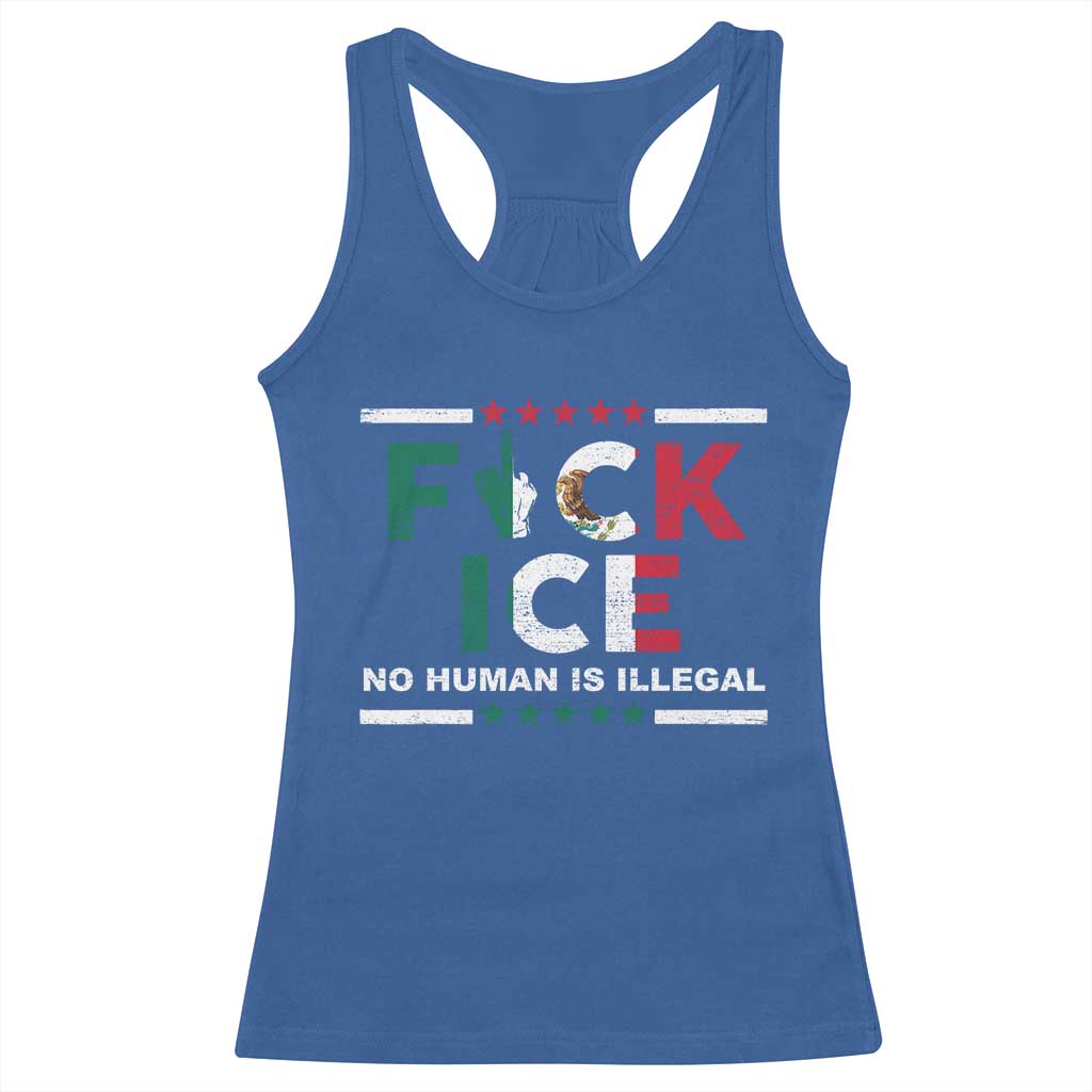 Fck Ice Racerback Tank Top Mexico Flag Mexican Immigrant Anti Immigration Enforcement