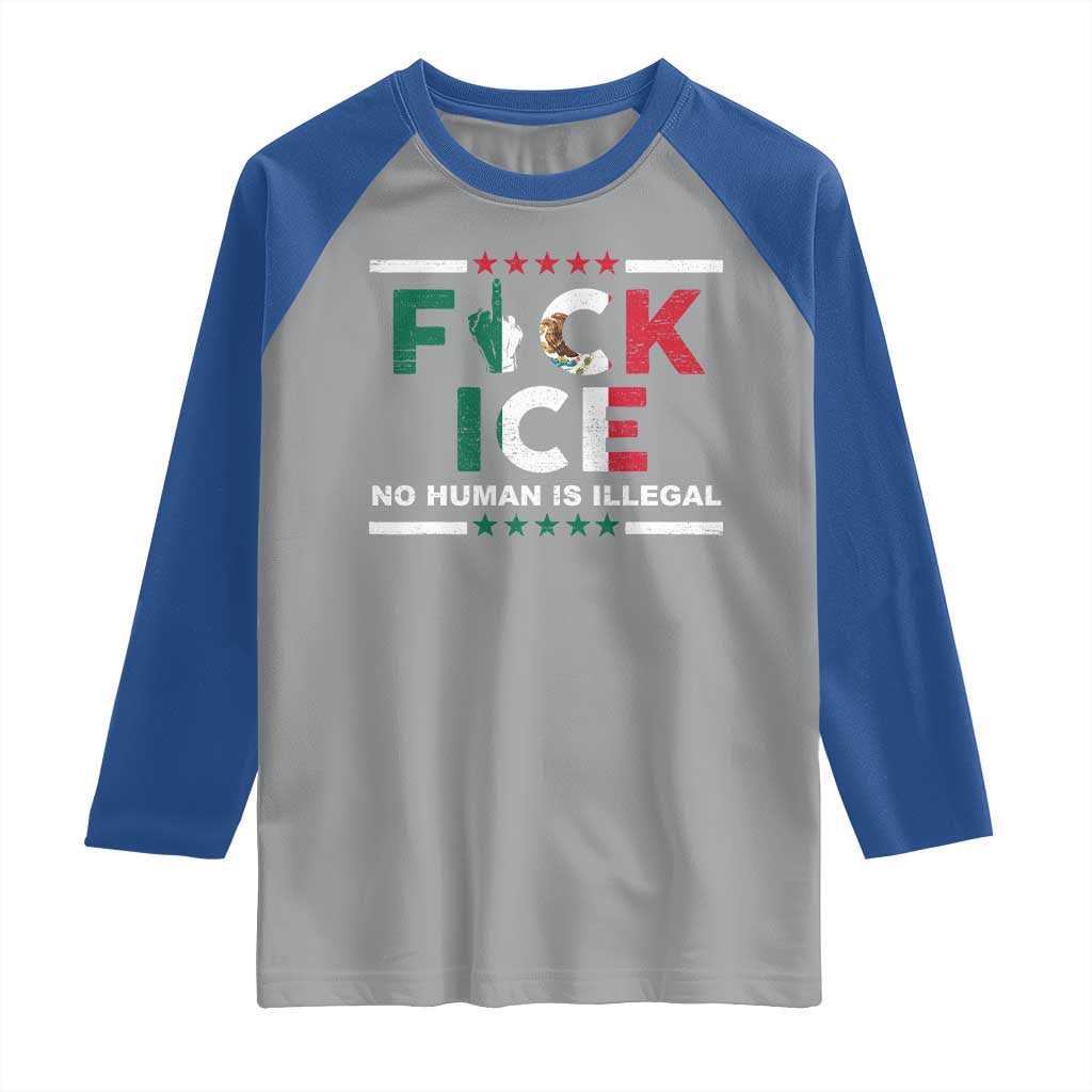 Fck Ice Raglan Shirt Mexico Flag Mexican Immigrant Anti Immigration Enforcement