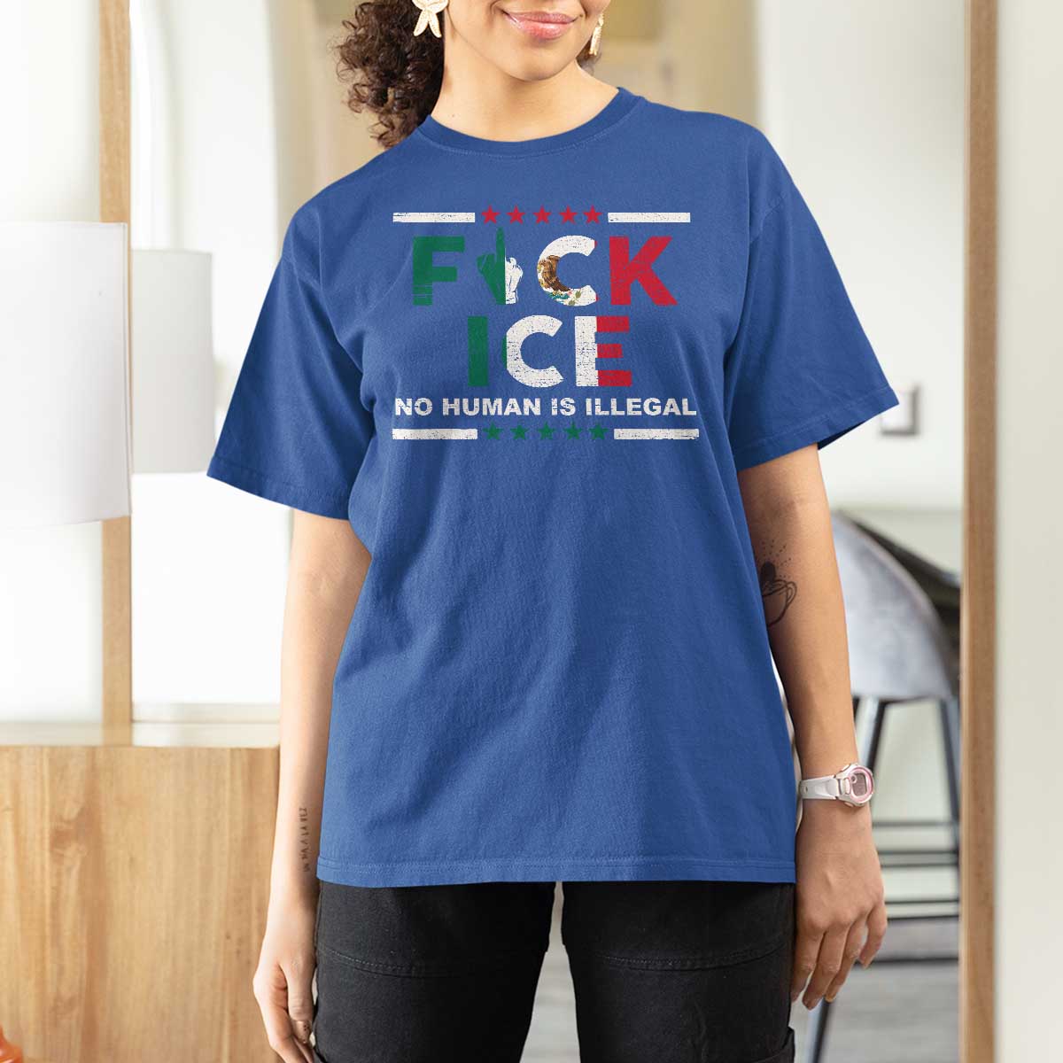 Fck Ice T Shirt For Women Mexico Flag Mexican Immigrant Anti Immigration Enforcement
