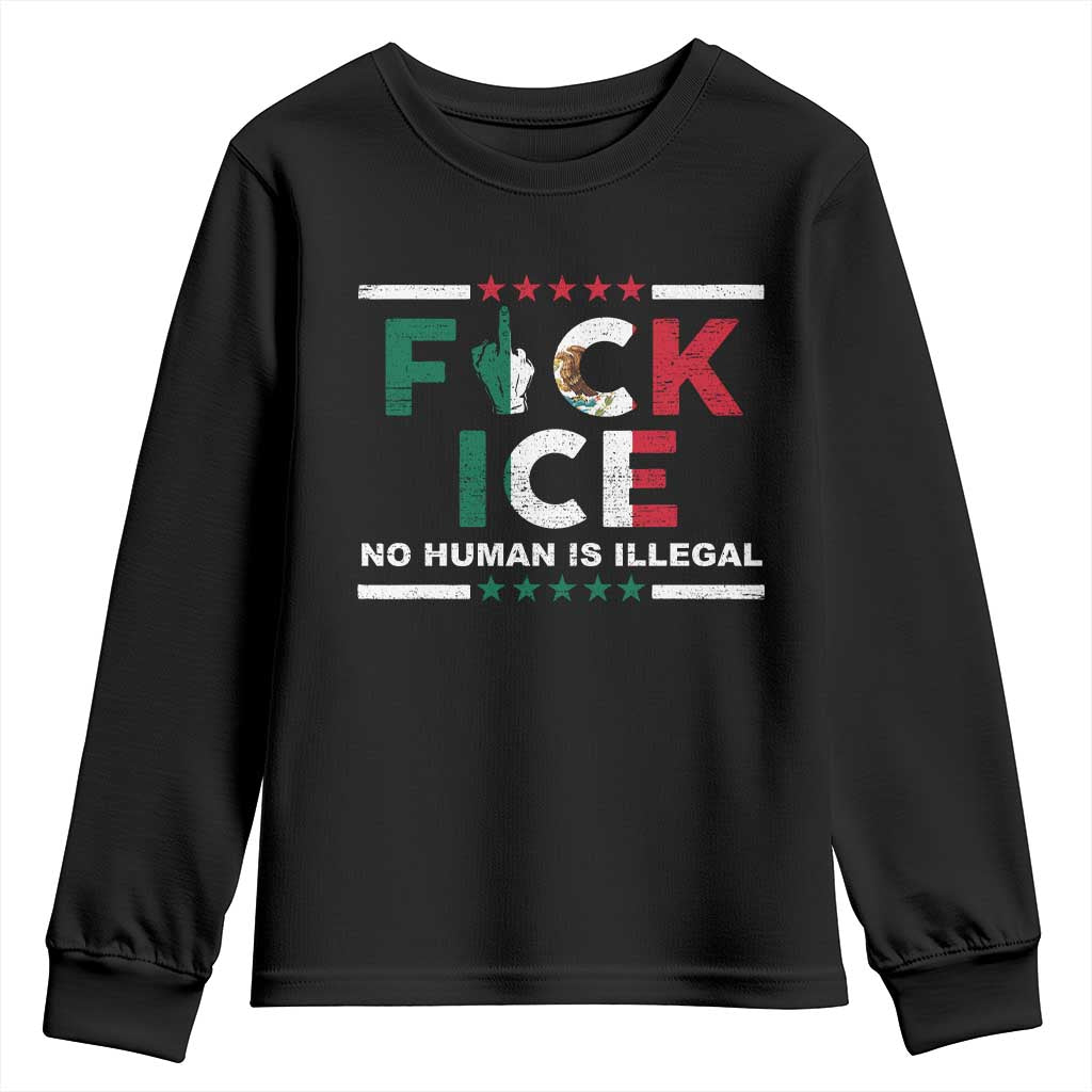 Fck Ice Youth Sweatshirt Mexico Flag Mexican Immigrant Anti Immigration Enforcement
