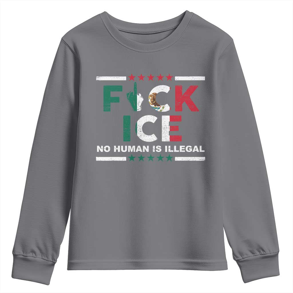 Fck Ice Youth Sweatshirt Mexico Flag Mexican Immigrant Anti Immigration Enforcement