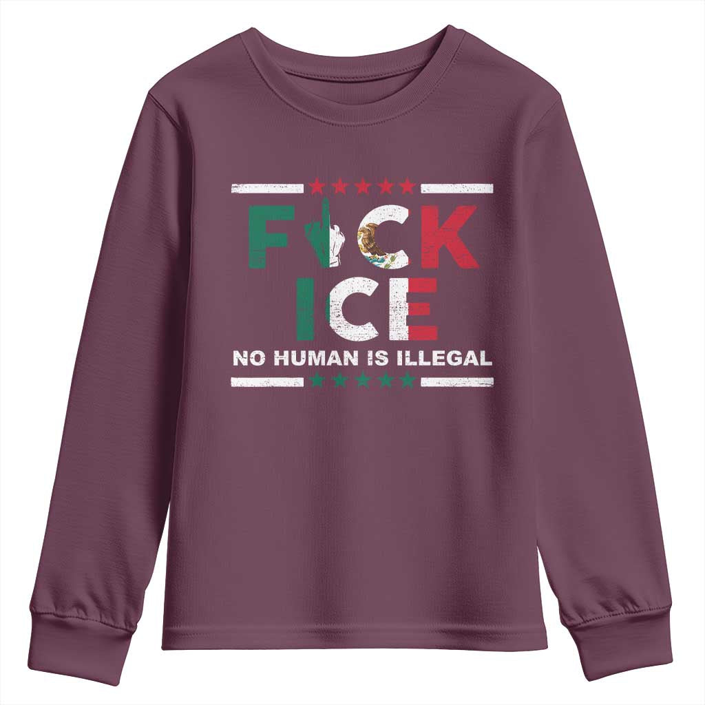 Fck Ice Youth Sweatshirt Mexico Flag Mexican Immigrant Anti Immigration Enforcement