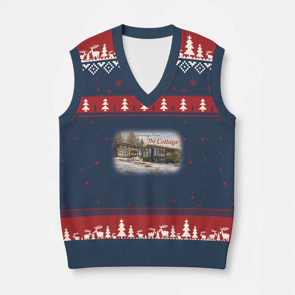 Coming To The Cottage V-Neck Knit Sweater Vest Retro LGBT Romance Hockey Fan