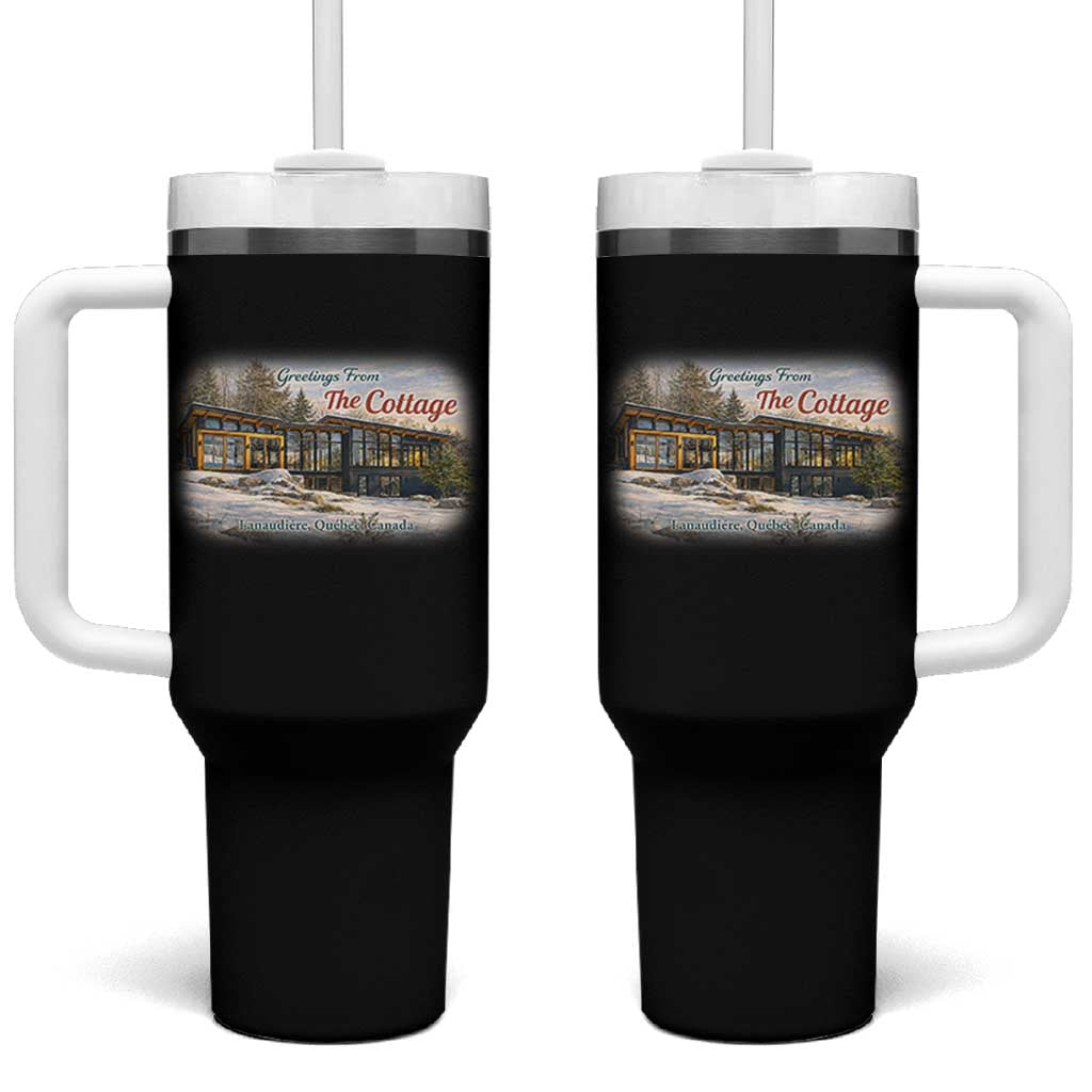 Coming To The Cottage Tumbler With Handle Retro LGBT Romance Hockey Fan