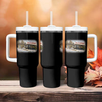 Coming To The Cottage Tumbler With Handle Retro LGBT Romance Hockey Fan