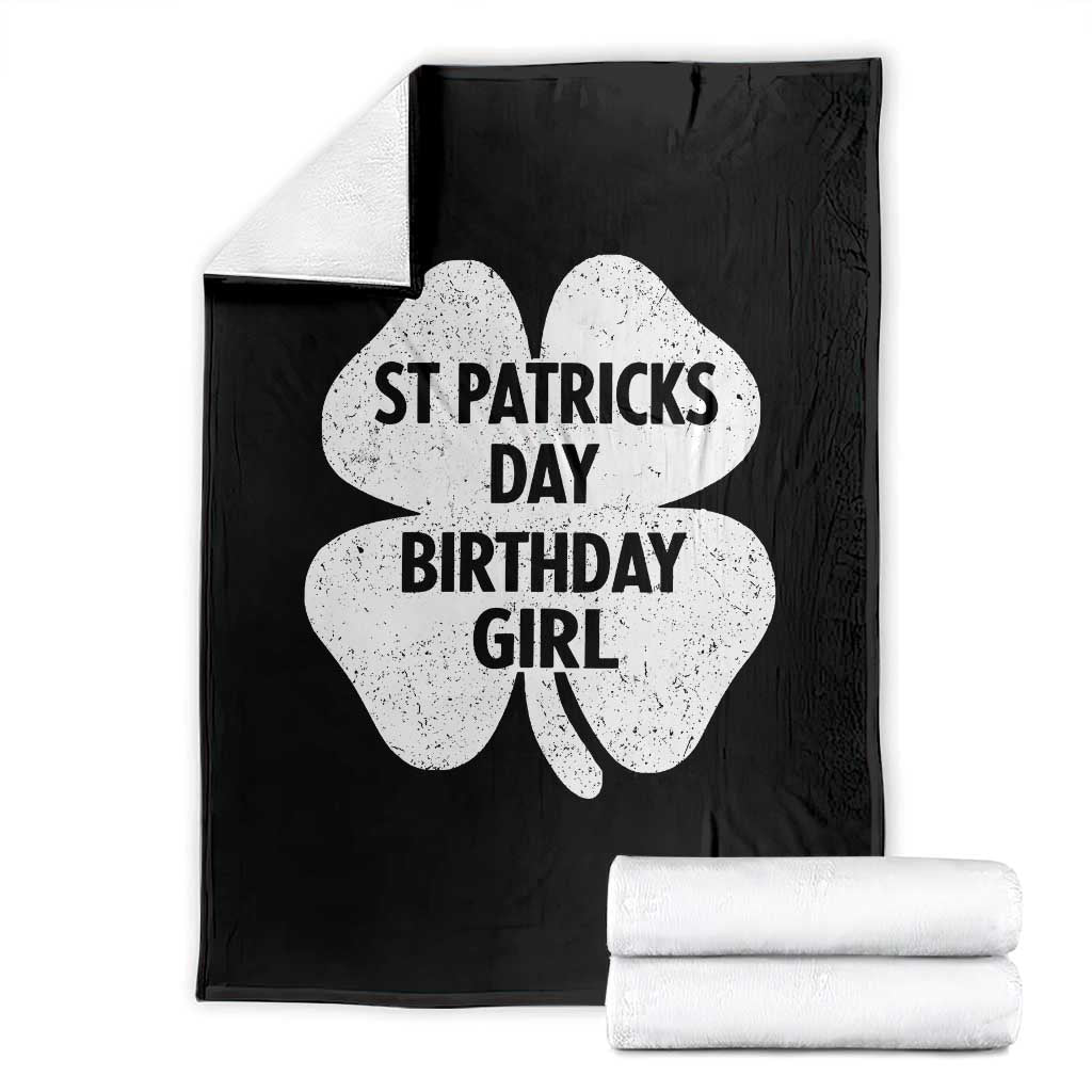 St Patricks Day Birthday Girl Throw Blanket Irish Bday Shamrock Clovers