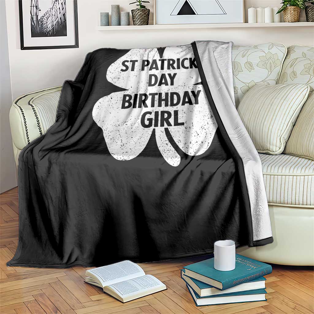 St Patricks Day Birthday Girl Throw Blanket Irish Bday Shamrock Clovers