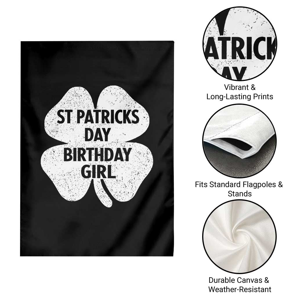 St Patricks Day Birthday Girl Garden Flag Irish Bday Shamrock Clovers