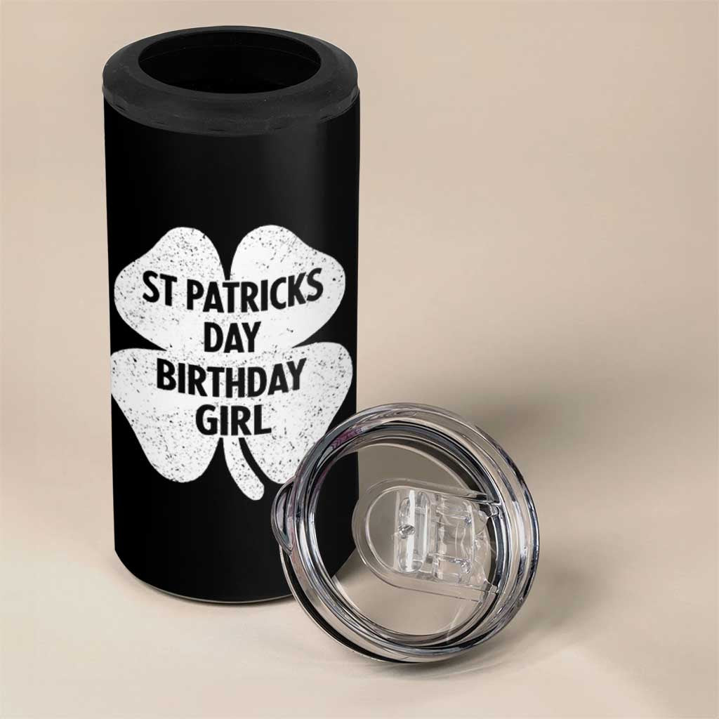 St Patricks Day Birthday Girl 4 in 1 Can Cooler Tumbler Irish Bday Shamrock Clovers