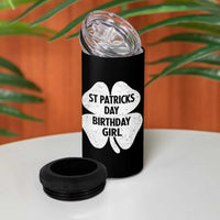 St Patricks Day Birthday Girl 4 in 1 Can Cooler Tumbler Irish Bday Shamrock Clovers