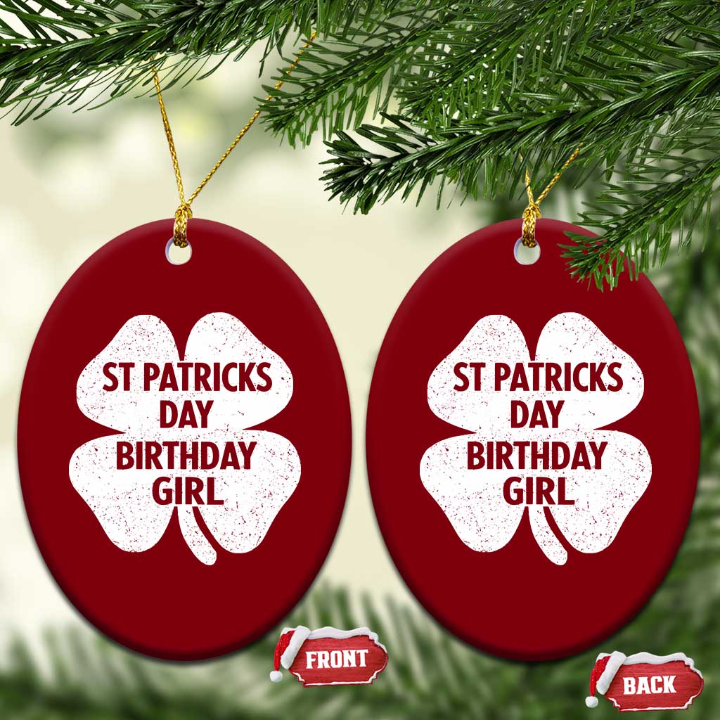 St Patricks Day Birthday Girl Ceramic Ornament Irish Bday Shamrock Clovers