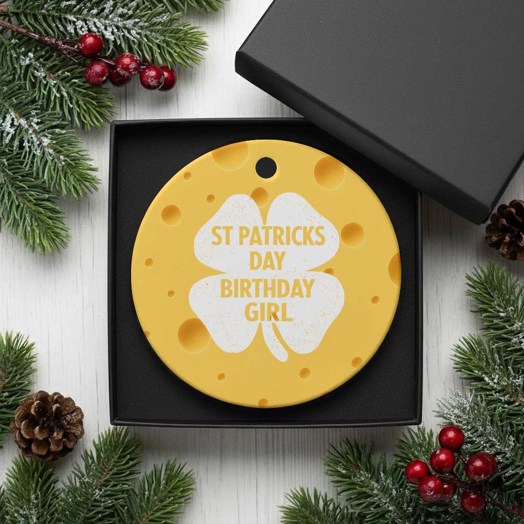 St Patricks Day Birthday Girl Ceramic Ornament Irish Bday Shamrock Clovers
