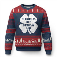 St Patricks Day Birthday Girl Ugly Christmas Sweater Irish Bday Shamrock Clovers