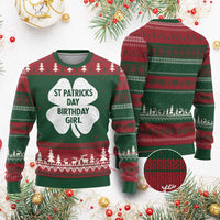 St Patricks Day Birthday Girl Ugly Christmas Sweater Irish Bday Shamrock Clovers