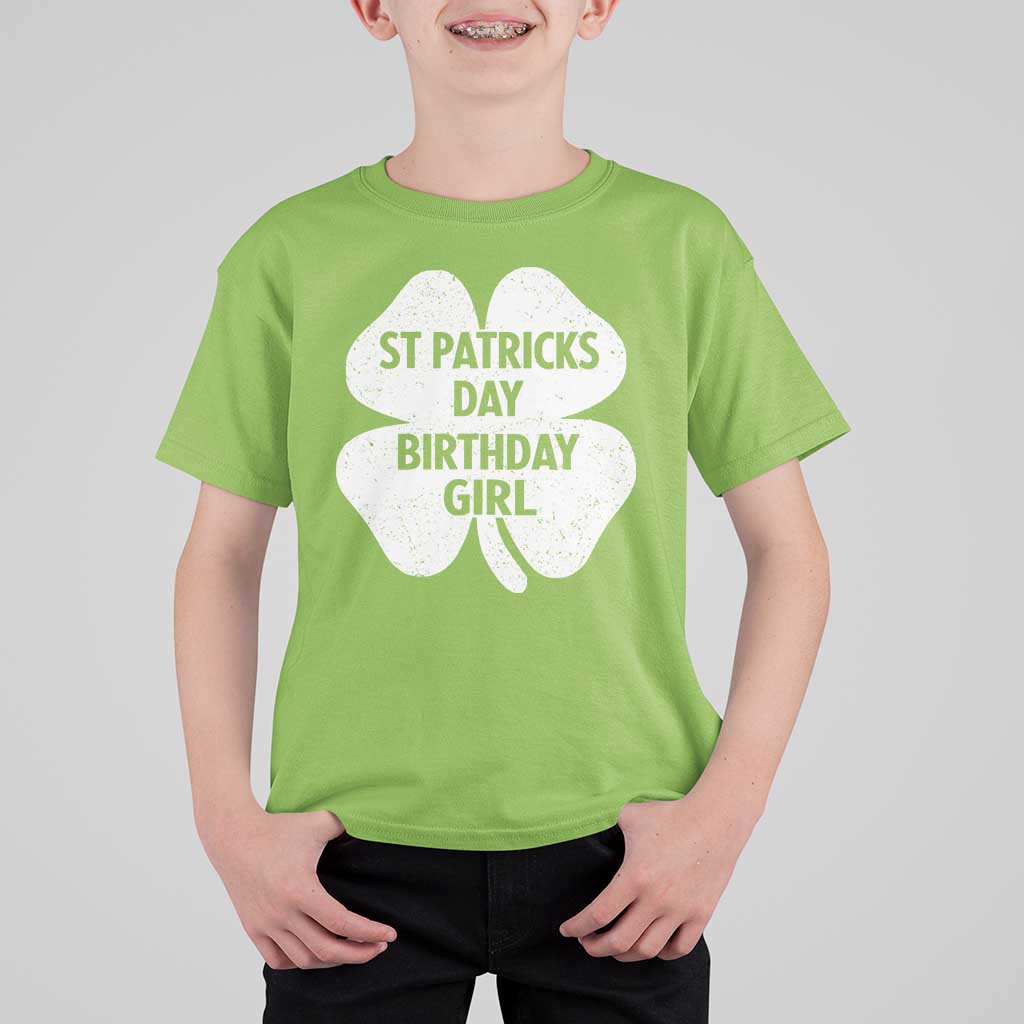 St Patricks Day Birthday Girl T Shirt For Kid Irish Bday Shamrock Clovers