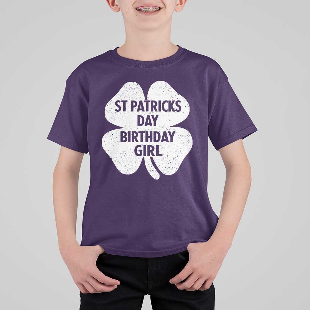 St Patricks Day Birthday Girl T Shirt For Kid Irish Bday Shamrock Clovers