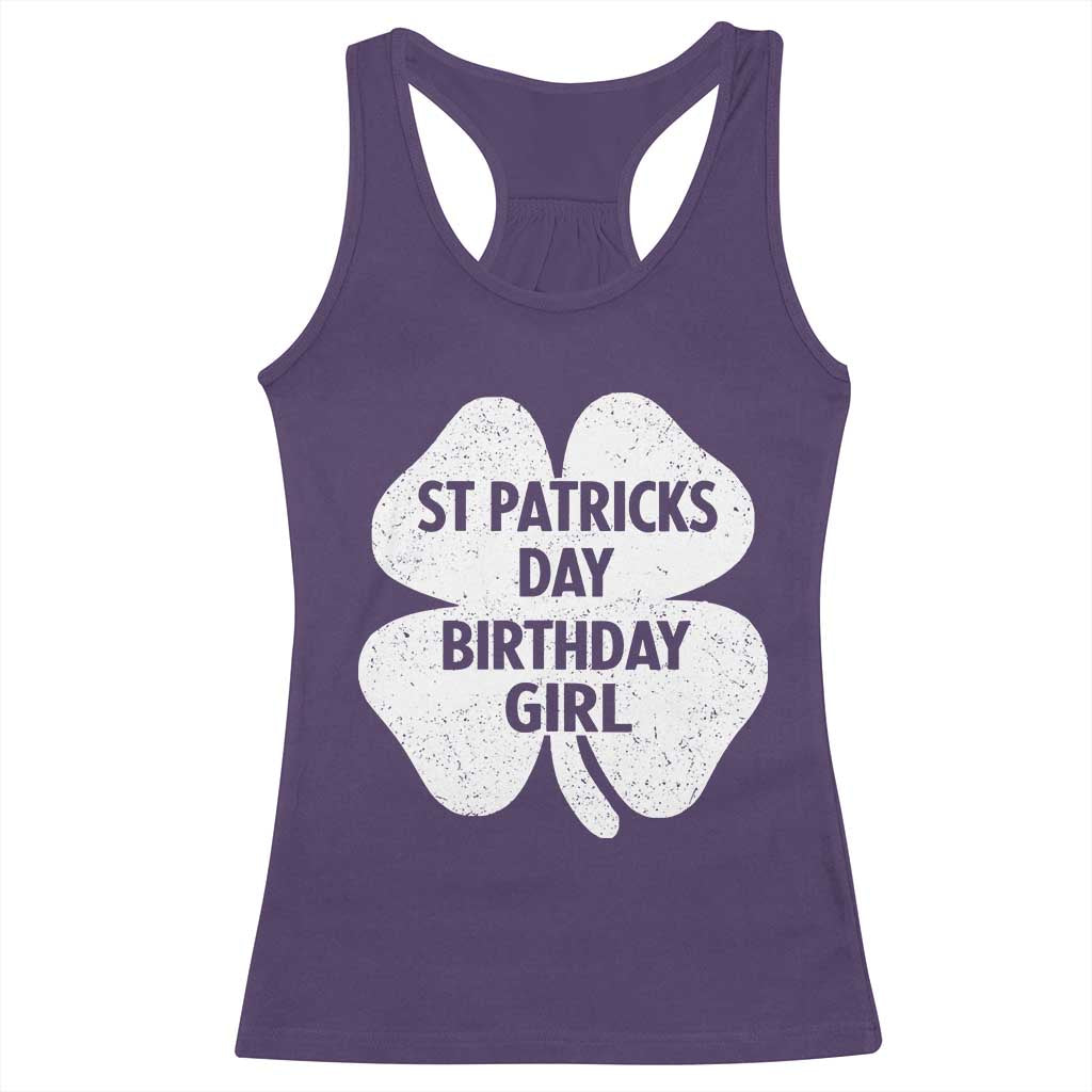 St Patricks Day Birthday Girl Racerback Tank Top Irish Bday Shamrock Clovers