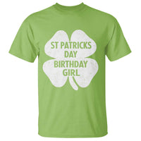 St Patricks Day Birthday Girl T Shirt Irish Bday Shamrock Clovers