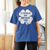 St Patricks Day Birthday Girl T Shirt For Women Irish Bday Shamrock Clovers
